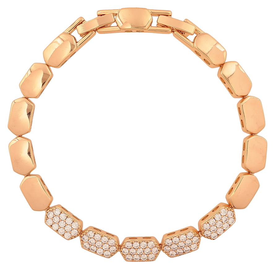 Браслет Xuping цвет Позолота 18K "Узор с кристаллами" длинна с доп. замком 17,19см х 6мм фото №1