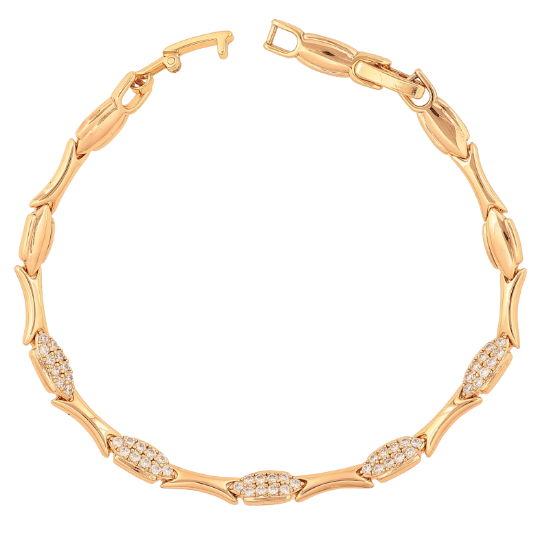 Браслет Xuping цвет Позолота 18K "Узор с кристаллами" длинна с доп. замком 17.5,19.5см х 2-5мм фото №1