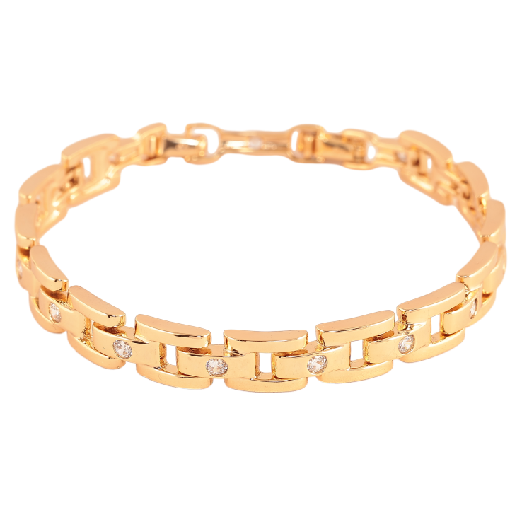 Браслет Xuping цвет Позолота 18K "Узор с кристаллами" размер с доп. замком 17,19.5см х 8мм фото №13
