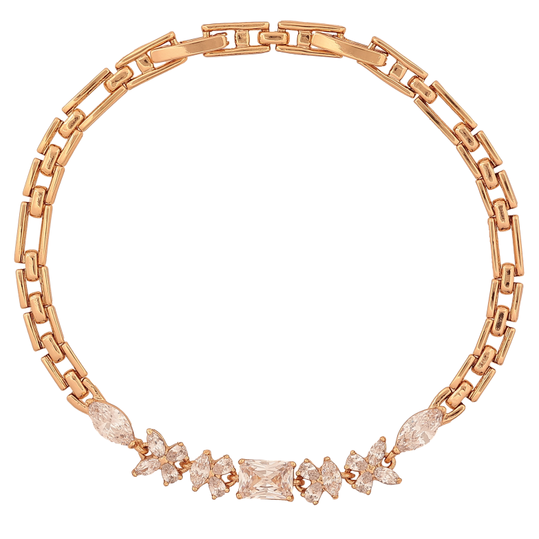 Браслет Xuping цвет Позолота 18К "Узор с кристаллами" размер с доп. замком 17.5,19.5см х 4-6мм фото №1