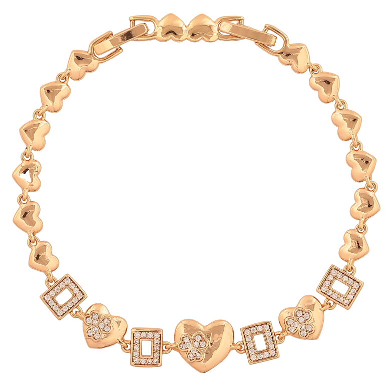 Браслет Xuping цвет Позолота 18K "Узор сердечки с кристаллами" размер с доп. замком 17, 19см х 5-10мм фото №1 Браслет Xuping цвет Позолота 18K "Узор сердечки с кристаллами" размер с доп. замком 17, 19см х 5-10мм фото №1