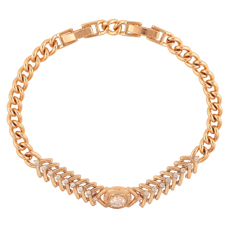 Браслет Xuping цвет Позолота 18K "Узор с кристаллами" размер с доп. замком 17, 19см х 5-8мм фото №1