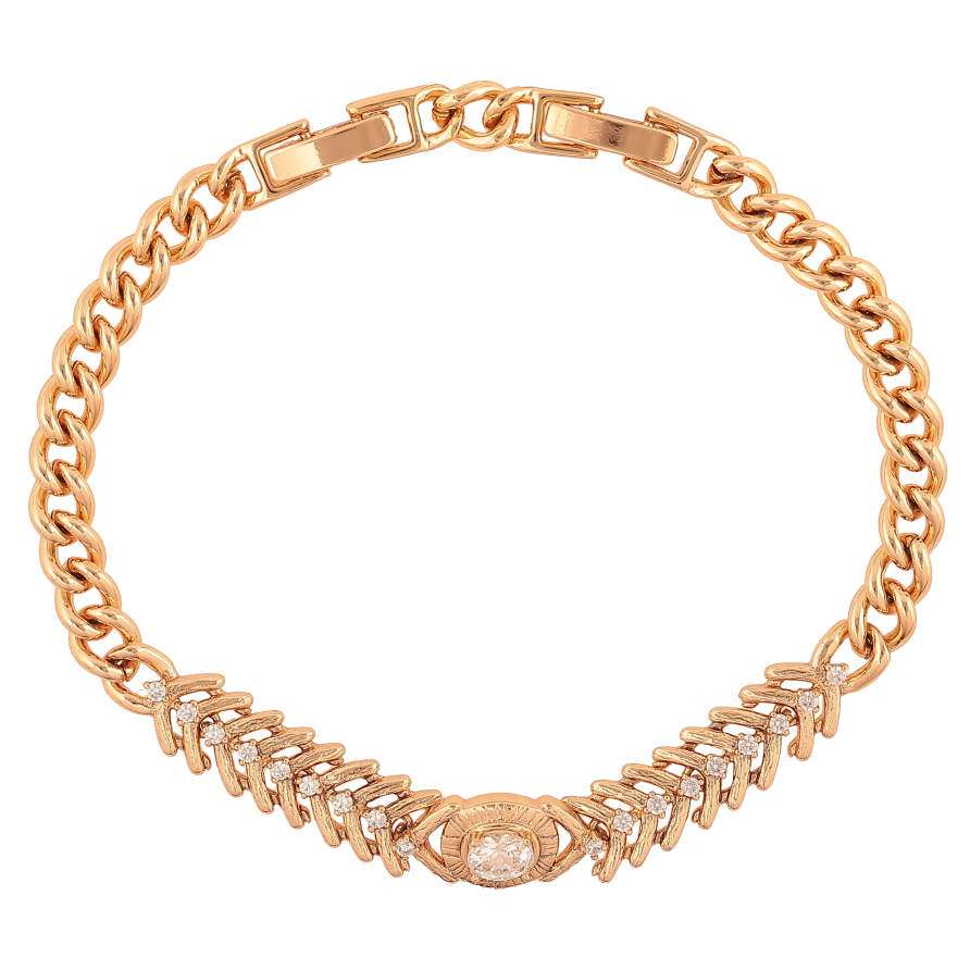 Браслет Xuping цвет Позолота 18K "Узор с кристаллами" размер с доп. замком 17, 19см х 5-8мм фото №1