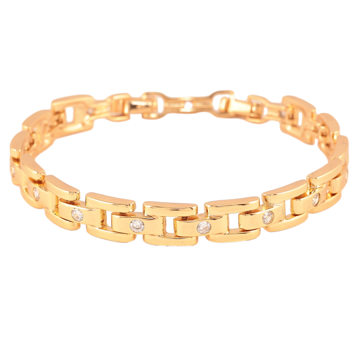 Браслет Xuping цвет Позолота 18К "Узор с кристаллами" размер с доп. замком 17.5,19.5см х 8мм фото №20