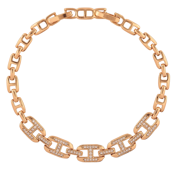 Браслет Xuping цвет Позолота 18K "Узор с кристаллами" размер с доп. замком 17.5,19.5см х 2-7мм фото №6