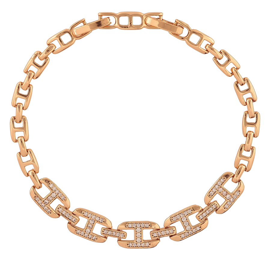 Браслет Xuping цвет Позолота 18K "Узор с кристаллами" размер с доп. замком 17.5,19.5см х 2-7мм фото №1