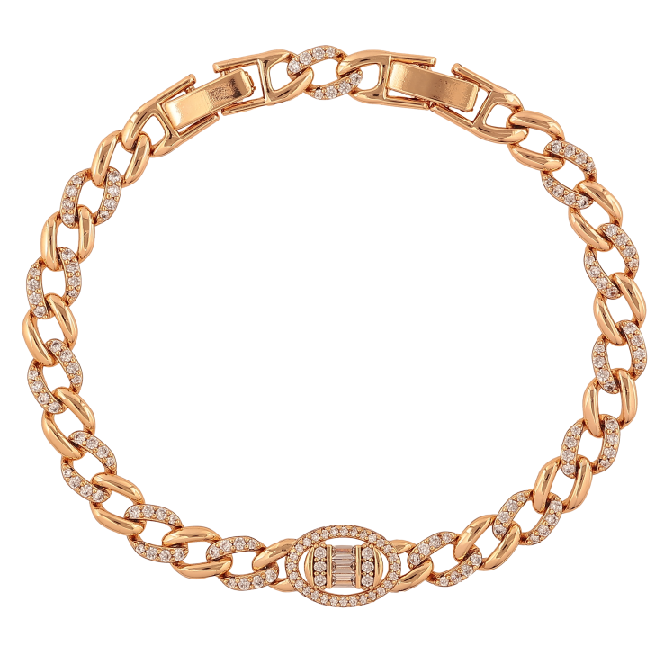 Браслет Xuping цвет Позолота 18K "Цепочка с узором с кристаллами" размер с доп. замком 17.5,20см х 6-9мм фото №13