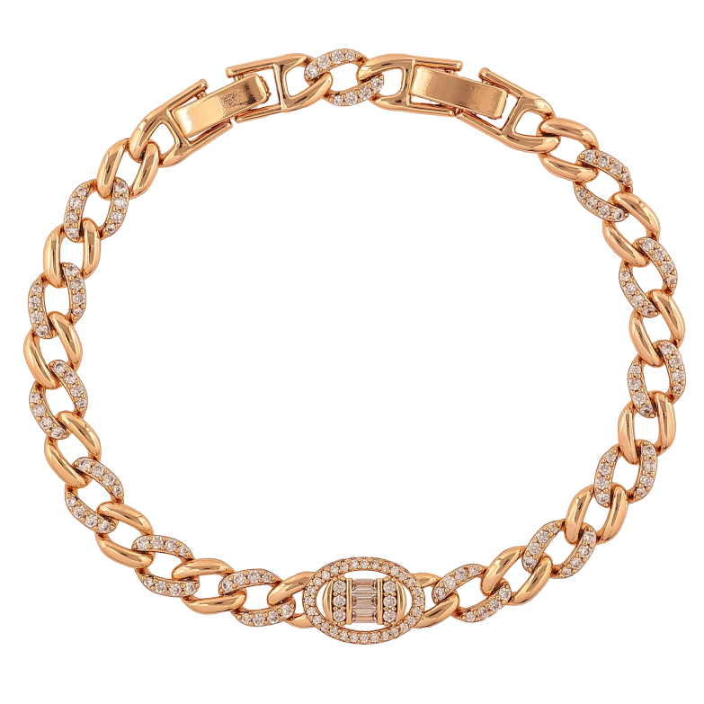 Браслет Xuping цвет Позолота 18K "Цепочка с узором с кристаллами" размер с доп. замком 17.5,20см х 6-9мм фото №1 Браслет Xuping цвет Позолота 18K "Цепочка с узором с кристаллами" размер с доп. замком 17.5,20см х 6-9мм фото №1