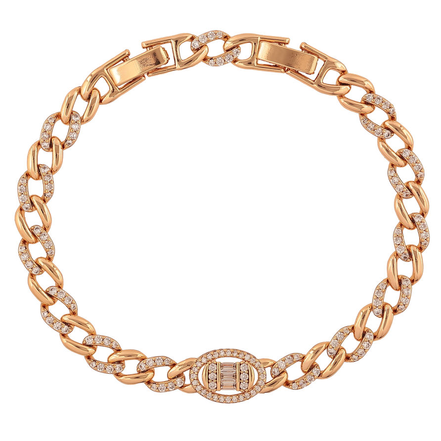 Браслет Xuping цвет Позолота 18K "Цепочка с узором с кристаллами" размер с доп. замком 17.5,20см х 6-9мм фото №1 Браслет Xuping цвет Позолота 18K "Цепочка с узором с кристаллами" размер с доп. замком 17.5,20см х 6-9мм фото №1