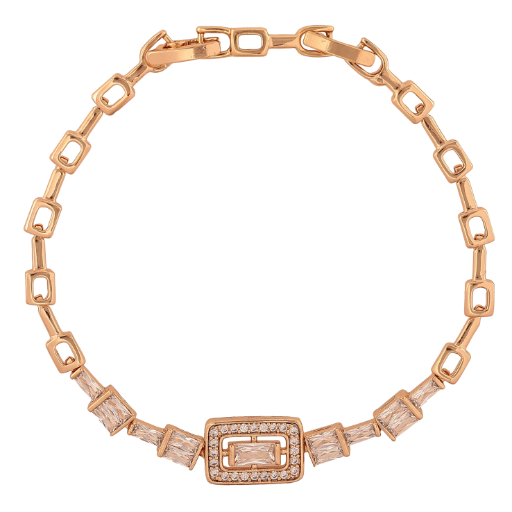 Браслет Xuping цвет Позолота 18K "Узор с кристаллами" размер с доп. замком 17.5,19.5см х 2-9мм фото №5