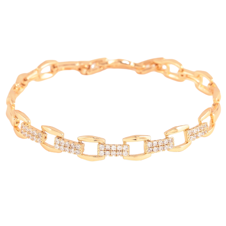 Браслет Xuping цвет Позолота 18K "Узор с кристаллами" размер с доп. замком 17,19см х 3-7мм фото №1