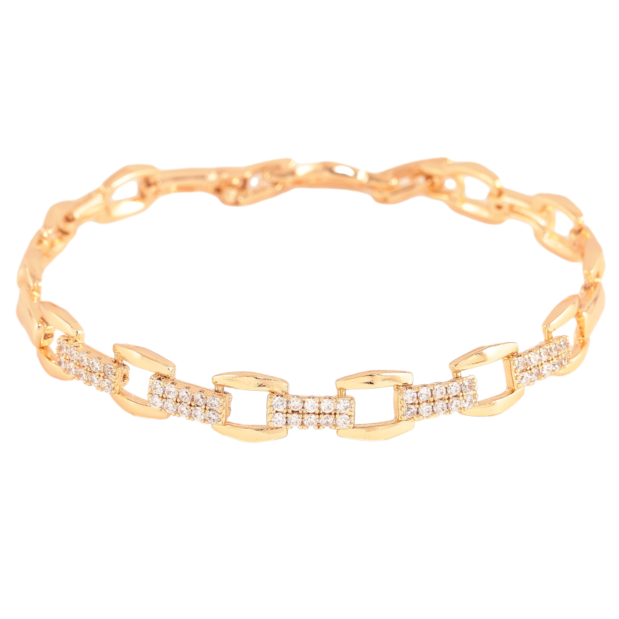 Браслет Xuping цвет Позолота 18K "Узор с кристаллами" размер с доп. замком 17,19см х 3-7мм фото №1