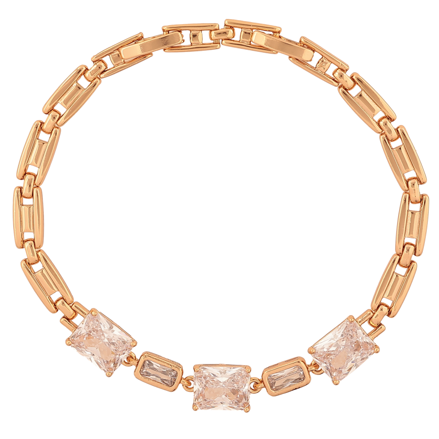 Браслет Xuping цвет Позолота 18К "Узор с кристаллами" размер с доп. замком 17,19см х 5-7мм фото №1