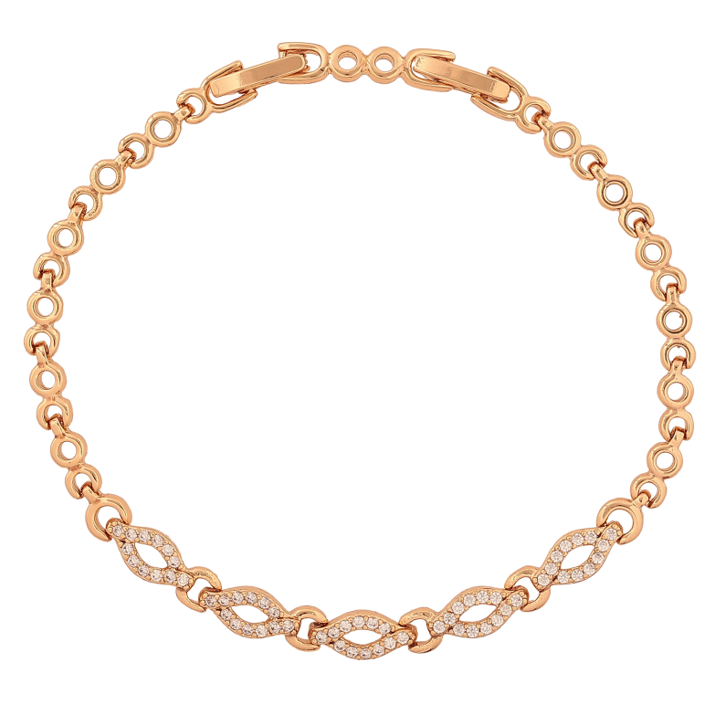 Браслет Xuping колір Позолота 18К "Візерунок з кристалами" розмір з дод. замком 17.5,19.5см х 4-5мм фото №1