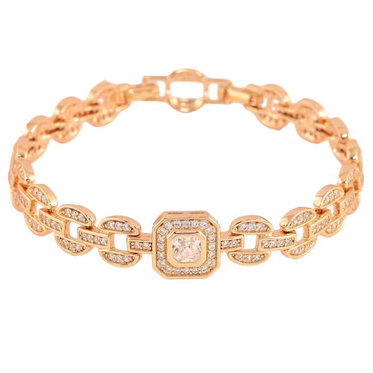 Браслет Xuping цвет Позолота 18K "Узор с кристаллами" размер с доп. замком 17.5,19.5см х 3-11мм фото №15