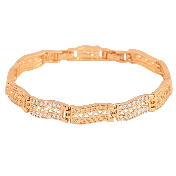 Браслет Xuping цвет Позолота 18K "Узор с кристаллами" размер с доп. замком 17.5,19.5см х 8мм фото №23