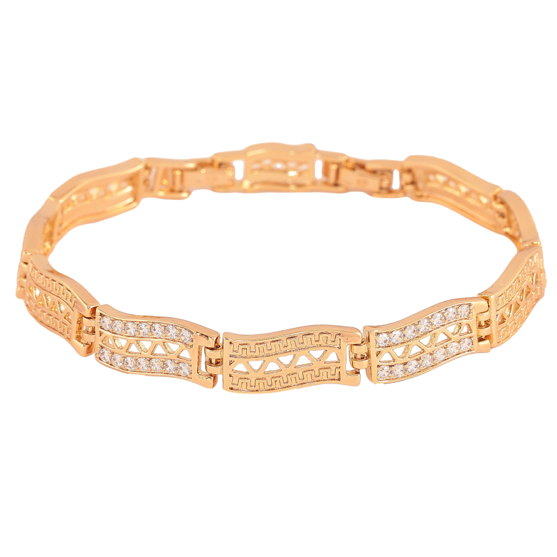 Браслет Xuping колір Позолота 18K "Візерунок з кристалами" розмір з дод. замком 17.5,19.5см х 8мм фото №1