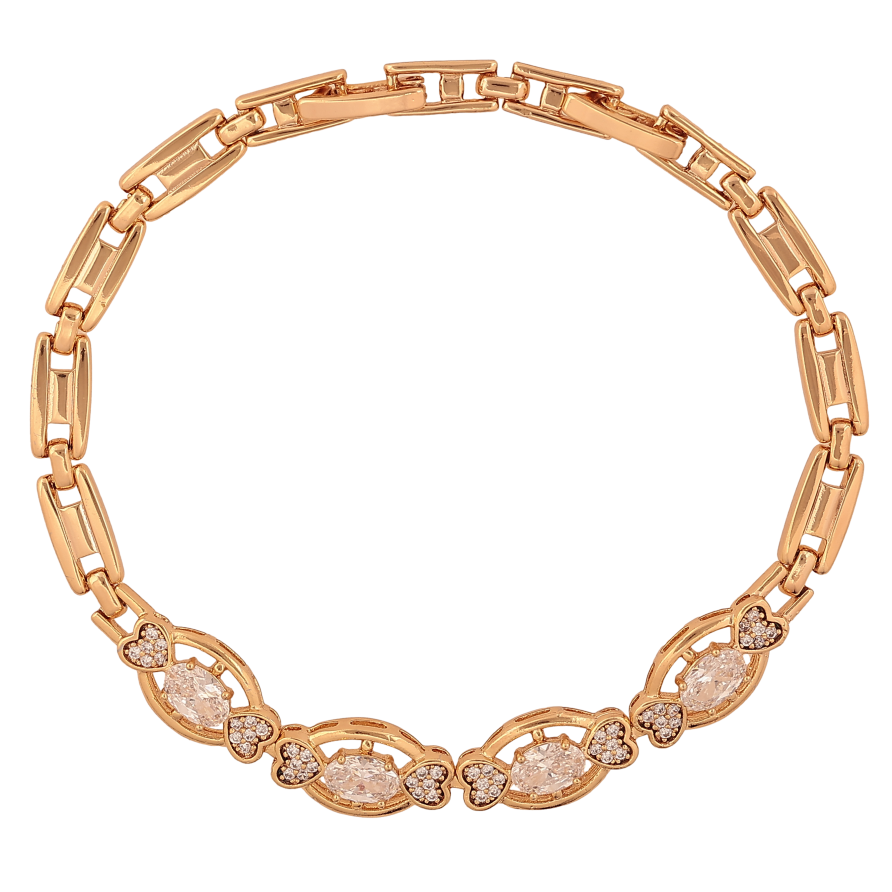 Браслет Xuping цвет Позолота 18K "Узор с кристаллами" размер с доп. замком 17,19см х 5-7мм фото №1