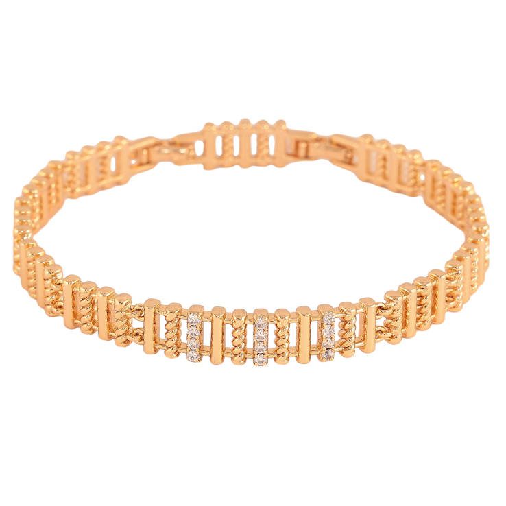 Браслет Xuping цвет Позолота 18K "Узор с кристаллами" размер с доп. замком 17.5,19.5см х 7мм фото №20