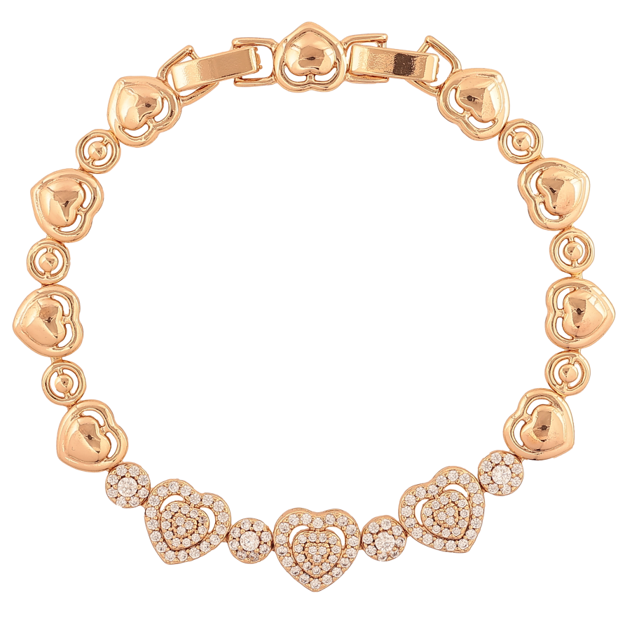 Браслет Xuping цвет Позолота 18K "Сердечки с кристаллами" размер с доп. замком 17, 19см х 5-10мм фото №1 Браслет Xuping цвет Позолота 18K "Сердечки с кристаллами" размер с доп. замком 17, 19см х 5-10мм фото №1
