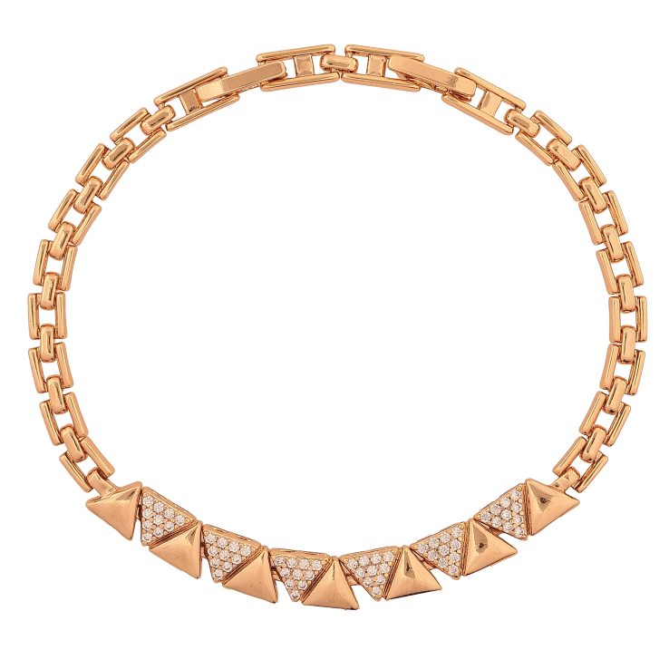 Браслет Xuping цвет Позолота 18K "Узор с кристаллами" размер с доп. замком 17.5, 19.5см х 4-6мм фото №4