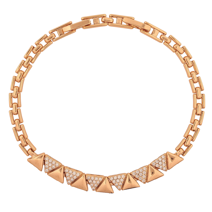 Браслет Xuping цвет Позолота 18K "Узор с кристаллами" размер с доп. замком 17.5, 19.5см х 4-6мм фото №1