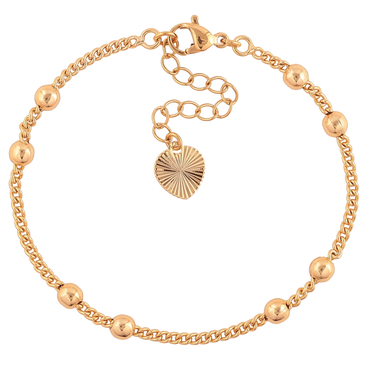 Браслет Xuping цвет Позолота 18K "Цепочка Панцирная с бусинами" размер с доп. цепочкой 17-21см х 2-4мм фото №3