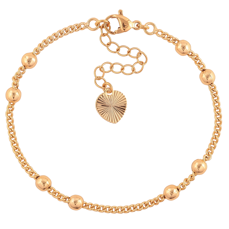 Браслет Xuping цвет Позолота 18K "Цепочка Панцирная с бусинами" размер с доп. цепочкой 17-21см х 2-4мм фото №1