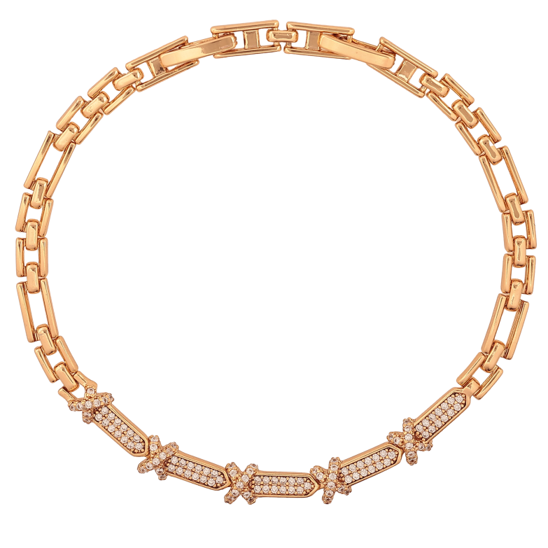 Браслет Xuping колір Позолота 18K "Візерунок з кристалами" розмір з дод. замком 18,20см х 3-5мм фото №3