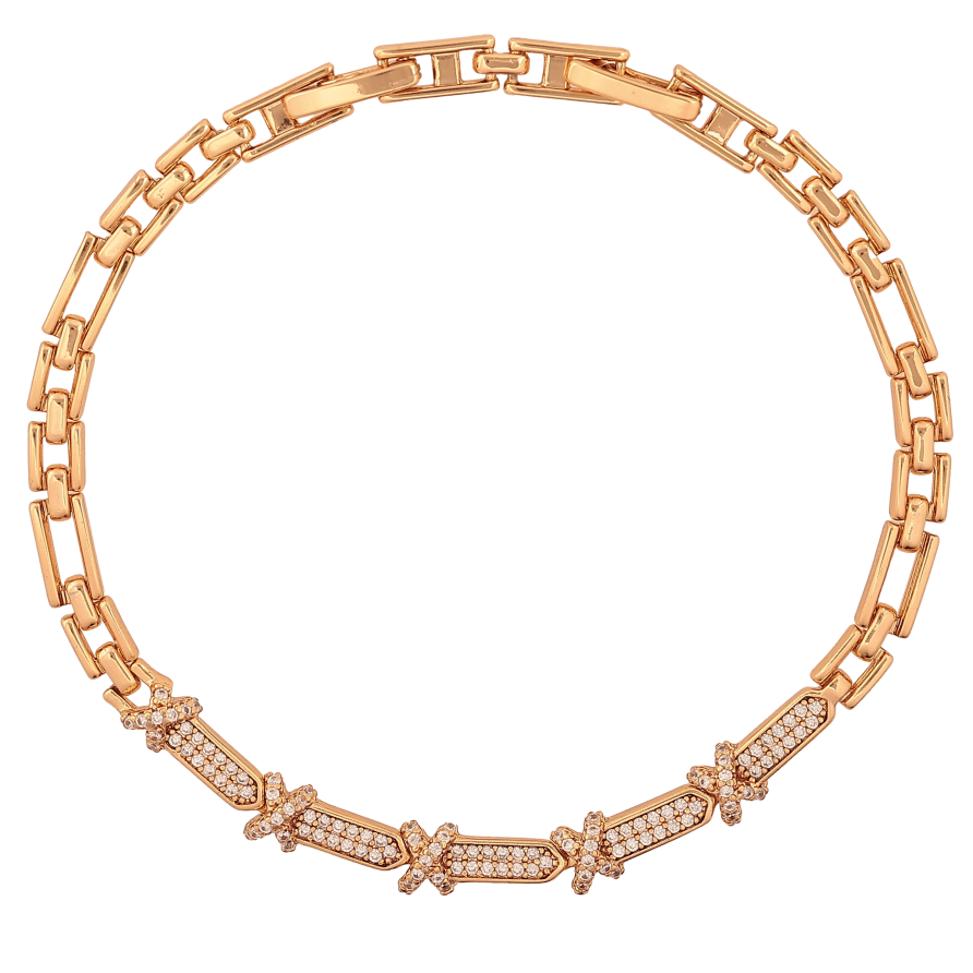 Браслет Xuping цвет Позолота 18K "Узор с кристаллами" размер с доп. замком 18,20см х 3-5мм фото №1