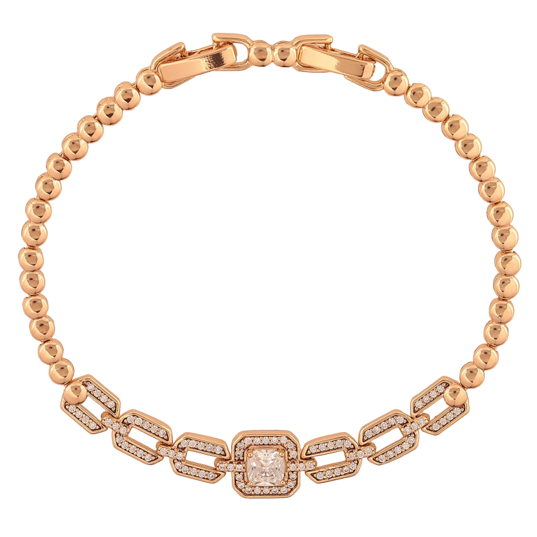 Браслет Xuping цвет Позолота 18K "Узор с кристаллами" размер с доп. замком 17.5,19см х 3-6мм фото №1