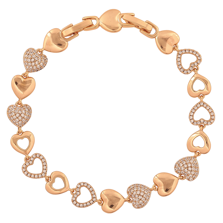 Браслет Xuping колір Позолота 18К "Сердечки з кристалами" розмір з дод. замком 17,19см х 8мм фото №1