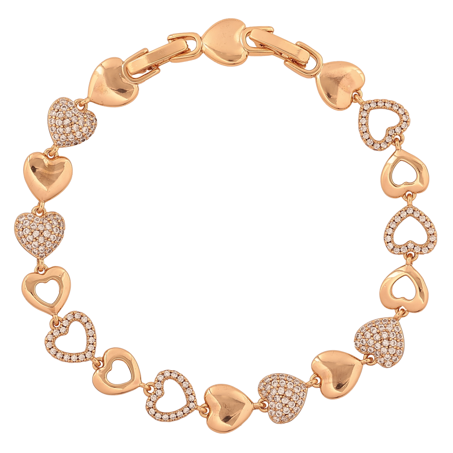 Браслет Xuping колір Позолота 18К "Сердечки з кристалами" розмір з дод. замком 17,19см х 8мм фото №1