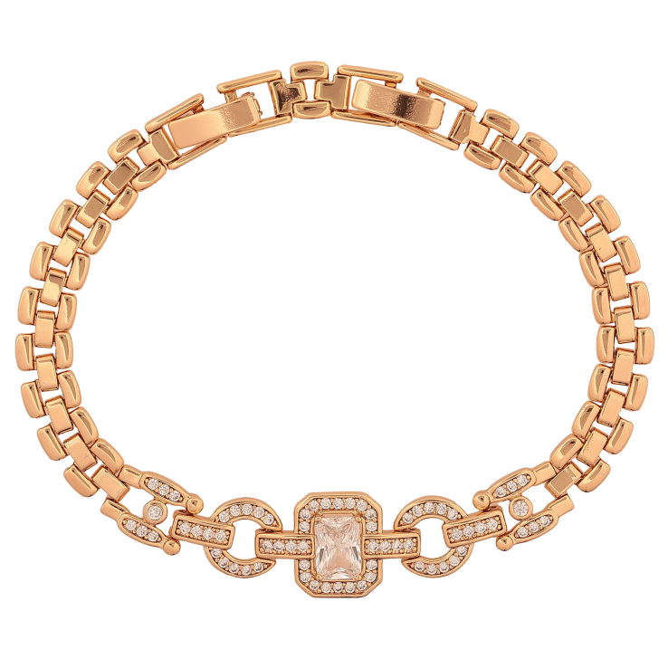 Браслет Xuping цвет Позолота 18K "Узор с кристаллами" размер с доп. замком 17.5,19.5см х 7-12мм фото №16