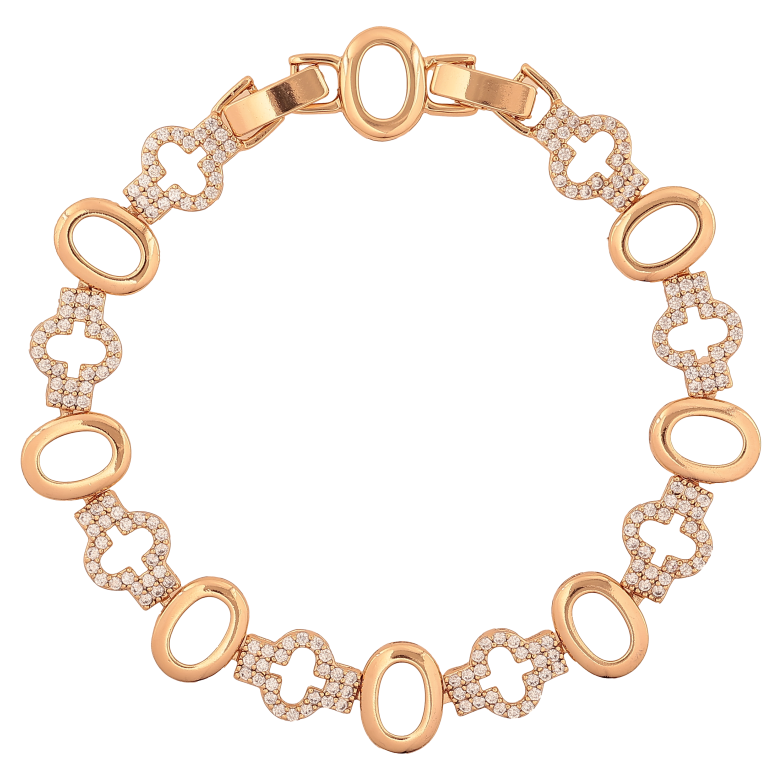 Браслет Xuping цвет Позолота 18K "Узор с кристаллами" размер с доп. замком 17.5,19.5см х 9-11мм фото №2