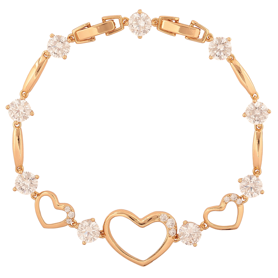 Браслет Xuping колір Позолота 18К "Сердечки з кристалами" розмір з дод. замком 17.5,19.5см х 3-15мм фото №1