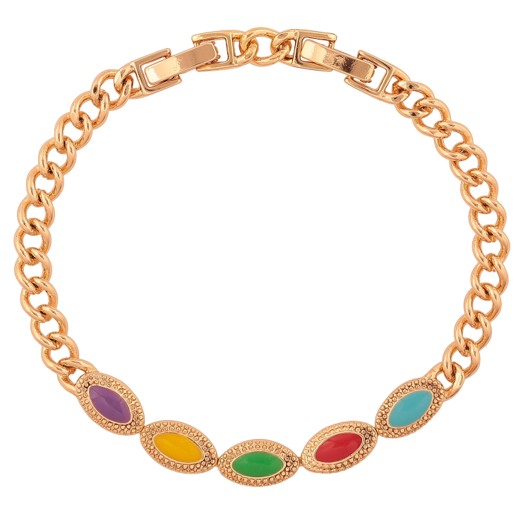 Браслет Xuping цвет Позолота 18K "Цепочка с вставкой с цветной эмалью" длинна с доп. замком 17,19см х 5-6мм фото №22