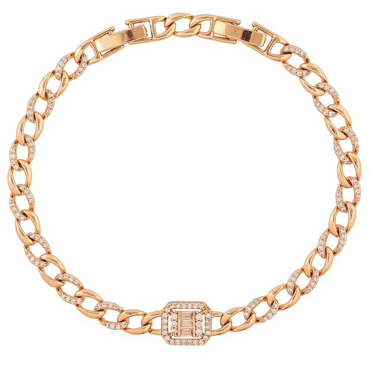 Браслет Xuping колір Позолота 18K "Ланцюжок Панцирний з кристалами" розмір з доп. замком 17.5, 19.5см х 5-8мм фото №17