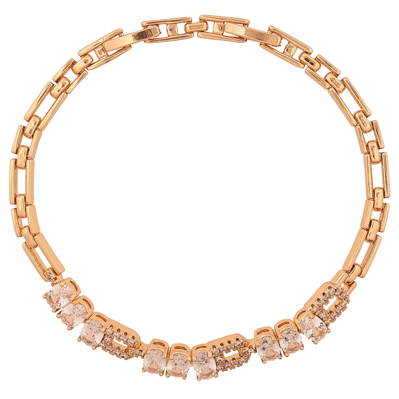 Браслет Xuping цвет Позолота 18К "Узор с кристаллами" размер с доп. замком 17.5,19.5см х 4-6мм фото №3