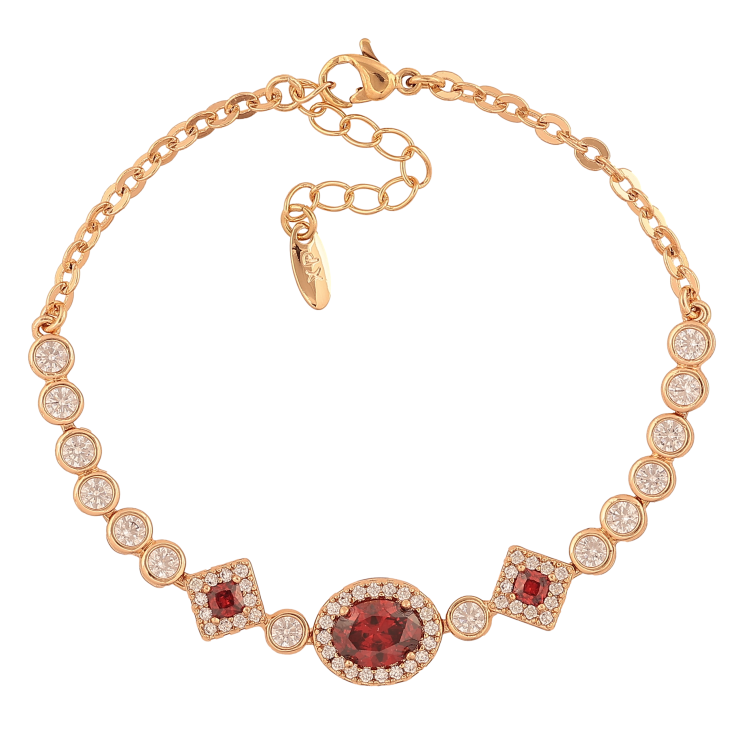 Браслет Xuping цвет Позолота 18K "Узор с красными кристаллами" размер с доп. цепочкой 17-20см х 3-10мм фото №11