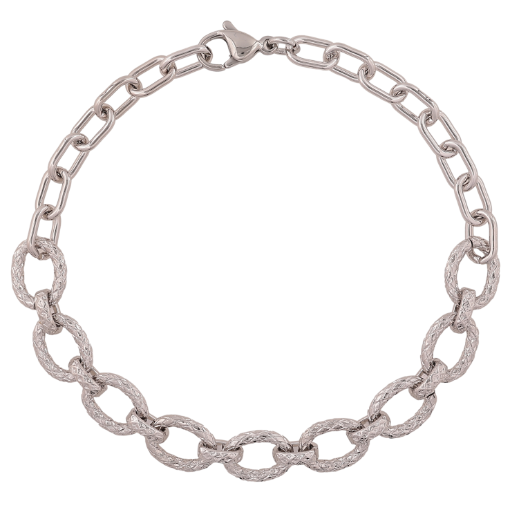 Браслет Xuping колір Родій "Ланцюжок комбінований" довжина 20.5см х 5-9мм фото №8 Браслет Xuping колір Родій "Ланцюжок комбінований" довжина 20.5см х 5-9мм фото №8