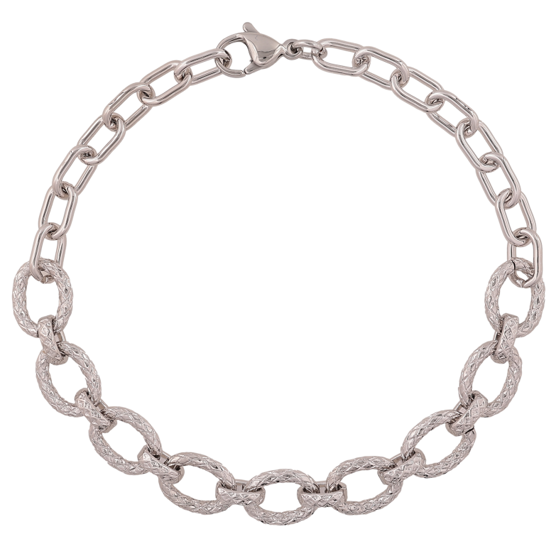 Браслет Xuping цвет Родий "Цепочка комбинированная" длина 20.5см х 5-9мм фото №1 Браслет Xuping цвет Родий "Цепочка комбинированная" длина 20.5см х 5-9мм фото №1