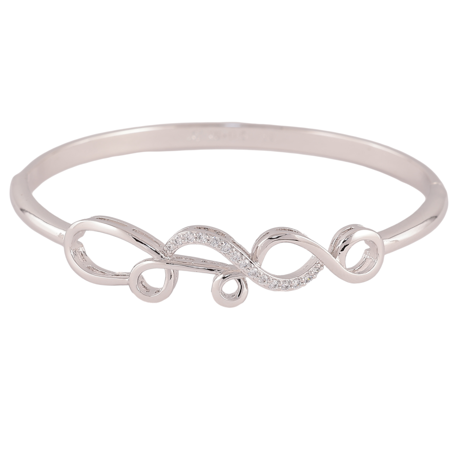 Браслет Xuping цвет Родий "Узор с кристаллами" ø 6см фото №1