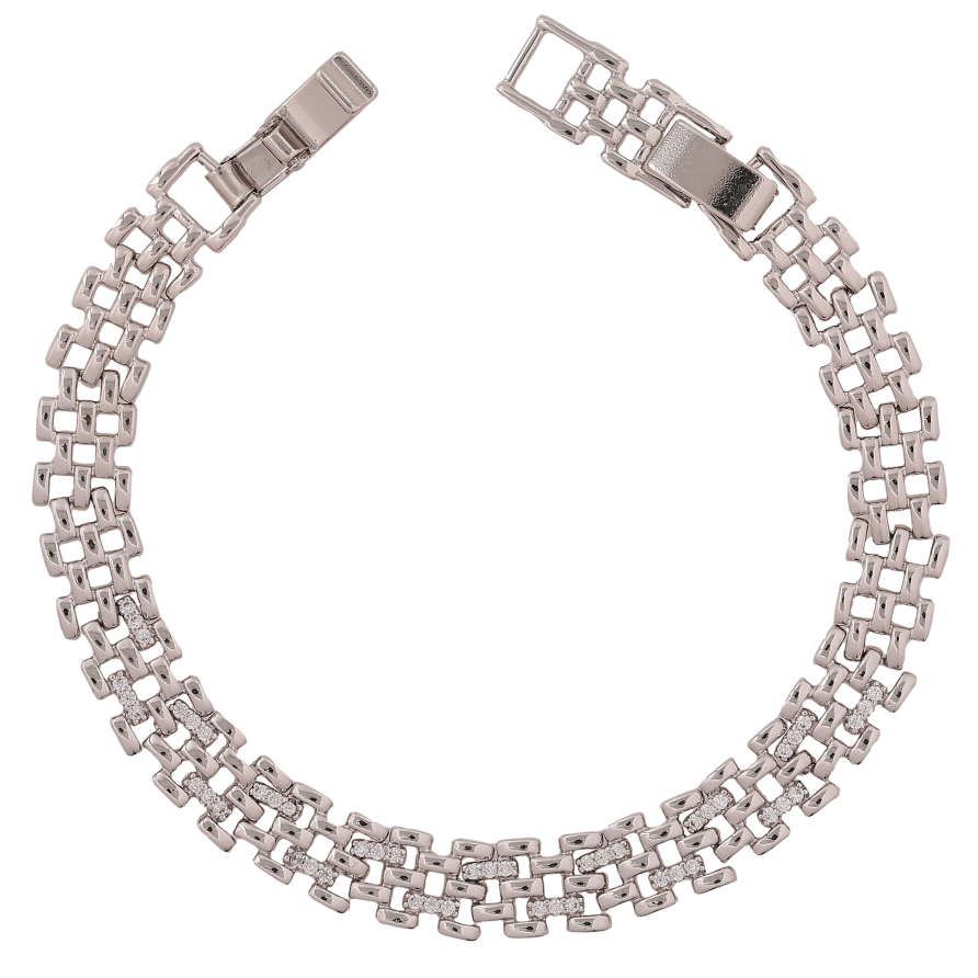 Браслет Xuping колір Родій "Декоративне плетіння з кристалами" довжина з дод. замком 17,19см х 8мм фото №1 Браслет Xuping колір Родій "Декоративне плетіння з кристалами" довжина з дод. замком 17,19см х 8мм фото №1