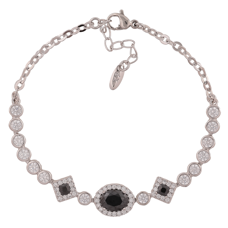 Браслет Xuping цвет Родий "Инкрустация с черными кристаллами" длина с доп. цепочкой 17-20см х 3-9мм фото №8 Браслет Xuping цвет Родий "Инкрустация с черными кристаллами" длина с доп. цепочкой 17-20см х 3-9мм фото №8