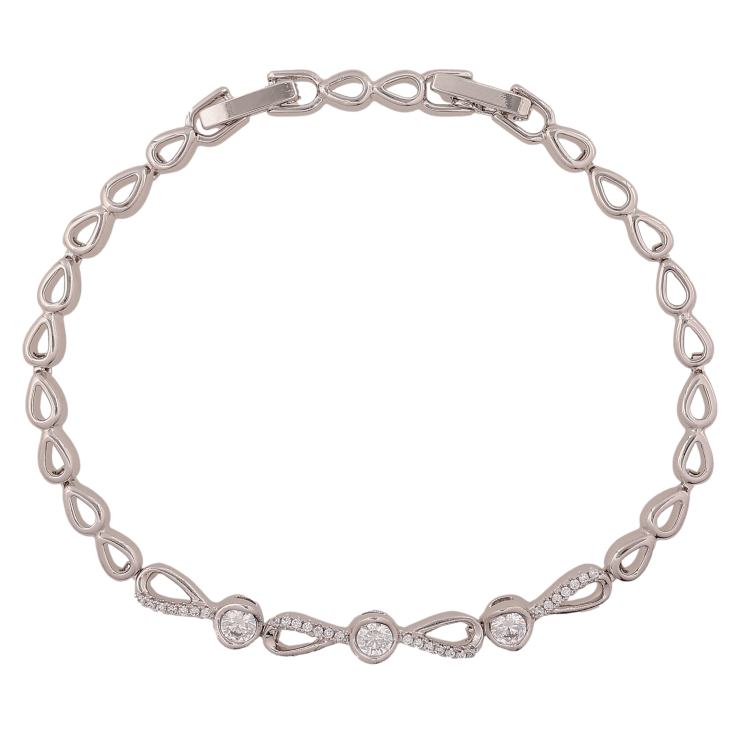 Браслет Xuping цвет Родий "Узор с кристаллами" длина с доп.замком  17,19.5см х 4-5мм фото №14