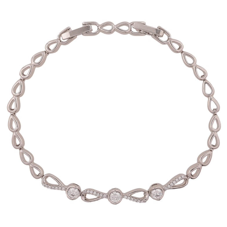 Браслет Xuping цвет Родий "Узор с кристаллами" длина с доп.замком  17,19.5см х 4-5мм фото №1