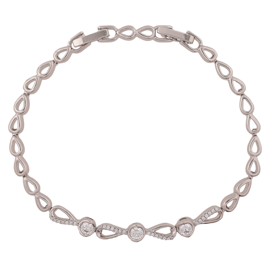 Браслет Xuping цвет Родий "Узор с кристаллами" длина с доп.замком  17,19.5см х 4-5мм фото №1