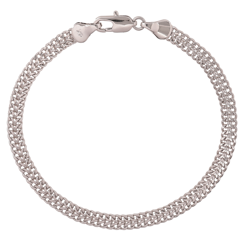 Браслет Xuping цвет Родий "Цепочка плетение Двойное Панцирное" длина 19см х 4мм фото №1