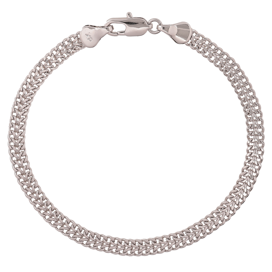 Браслет Xuping колір Родій "Ланцюжок плетіння Подвійне Панцирне" довжина 19см х 4мм фото №1